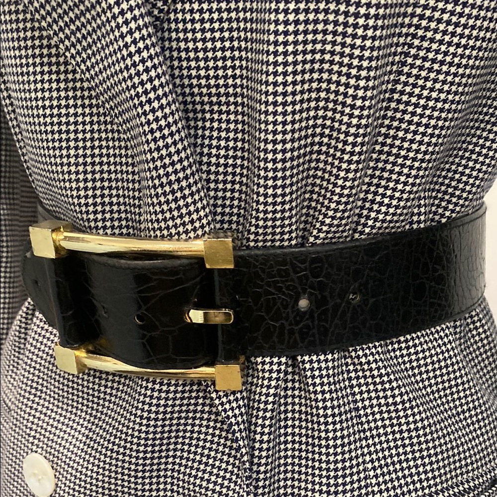 Black WIDE Belt with Croc design and Gold Buckle - Picture 5 of 14